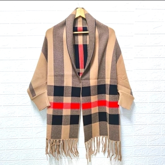 Tan/Black- Stylish Warm Cashmere/Shawl for women - Main Image